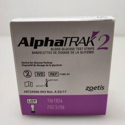 ZOETIS ALPHATRAK 2 GLUCOSE TEST STRIPS BOX OF 50 FOR CATS & DOGS NIB 