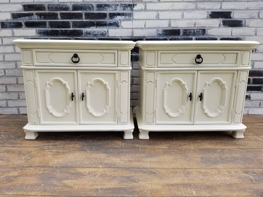 Shabby chic/cottage. Night stands/side tables. Cottage white