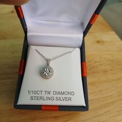 1/10ct Tw Diamond Sterling Silver Necklace 