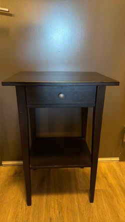 End Side table storage drawer shelf black
