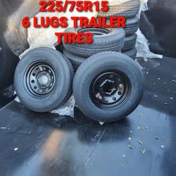 EACH FOR SALE TRAILER TIRE 225 75R15 6 LUGS RADIAL ESPECIAL FOR TRAILER ONLY FOR ANY QUESTION TEXT ME PLEASE SE HABLA ESPAÑOL THANKS