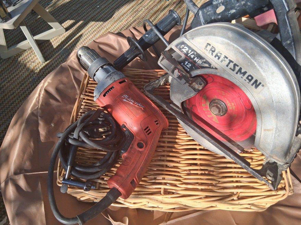 $75 TOOL BUNDLE MILWAUKEE IMPACT HAMMER DRILL AND CRAFTSMAN CIRCULAR SAW