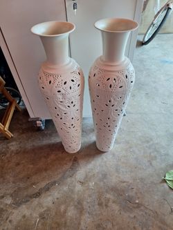White tall vases
