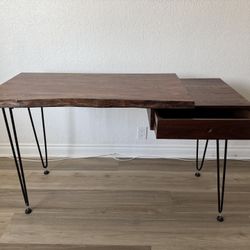 54" Computer Writing Desk | 1 Drawer Storage | Live Edge