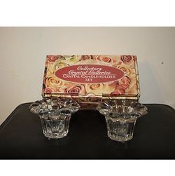 Vintage crystal candle set holder