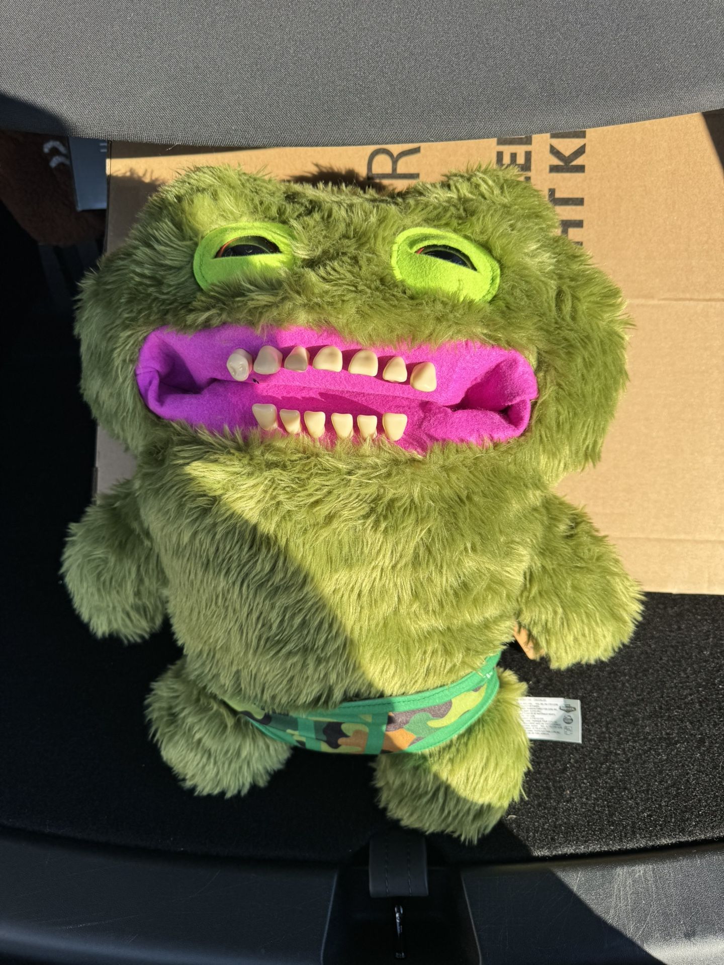 FUGGLER BIGG FUGG Plush XL 18” Green Monster Chuckles Teeth Jumbo Limited Ed.
