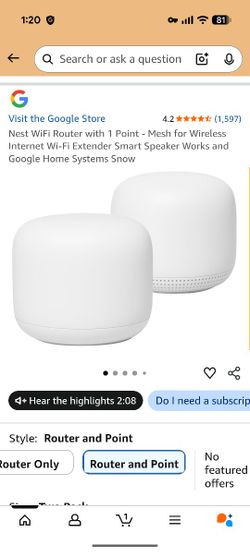 Google Nest WiFi Router and Point Extender