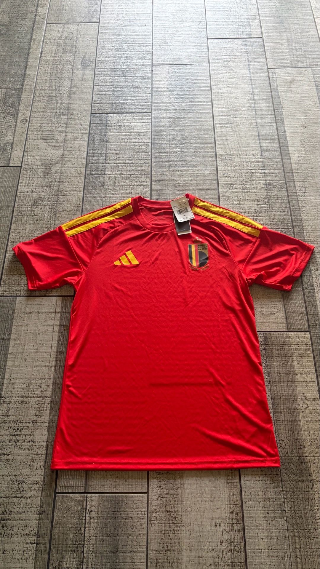 adidas Belgium National Team Soccer Jersey Red Yellow Mens Size Medium
