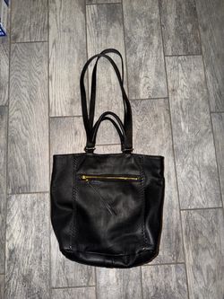 HoboBlack Leather Tote Bag with Gold Hardware