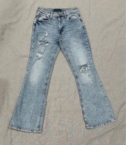 Aeropostale High Rise Flare Ripped Jeans Size 4R - Light Wash