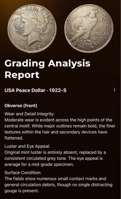 1922-S USA Peace Dollar Silver Coin