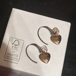 Fossil steel heart earrings