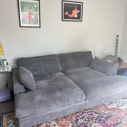Grey Corduroy Sleeper Sofa 
