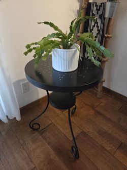 Black metal side table