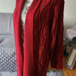 New Justfab Maroon Long Knit Cardigan