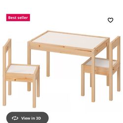 Kids Ikea Latt Table with 2 chairs