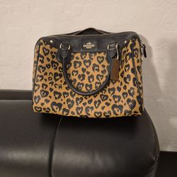 Coach mini Boston bag Leopard heart print