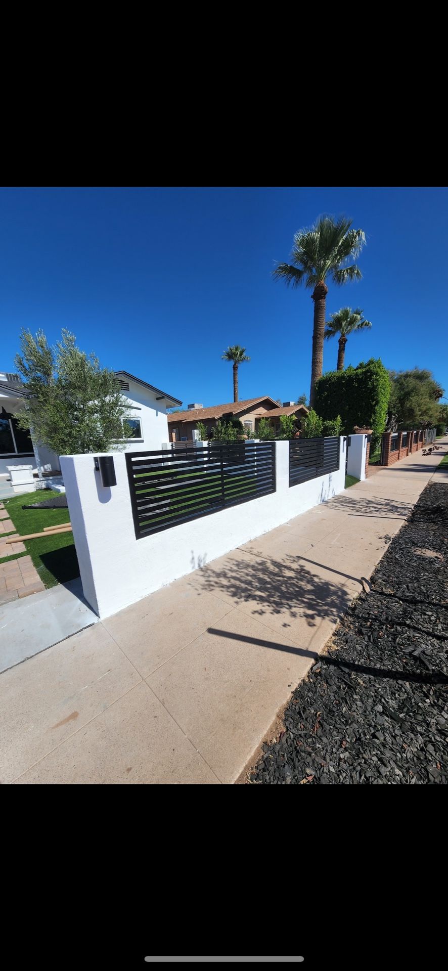 Block Wall Metal Fence