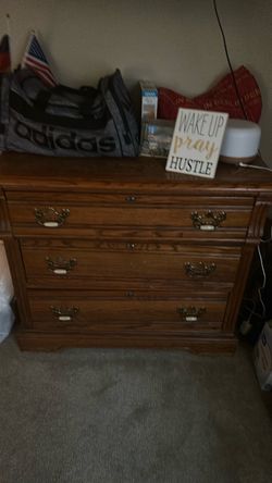 Wooden 3-Drawer Dresser with Brass Handles