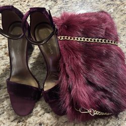 Suede heeled sandals(burgundy) size 9 & Bag(burgundy) 