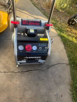 Husky 4.5 Gal. 175 PSI Portable Electric Oil-Free Quiet Twin Stack Jobsite Air Compressor w/Rubber Wheels and 2-Quick Couplers