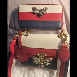 Pre Own BUT LIKE NEW  Authentic Gucci Queen Margaret Leather Shoulder  PURSE BAG  With Matching Wallet 