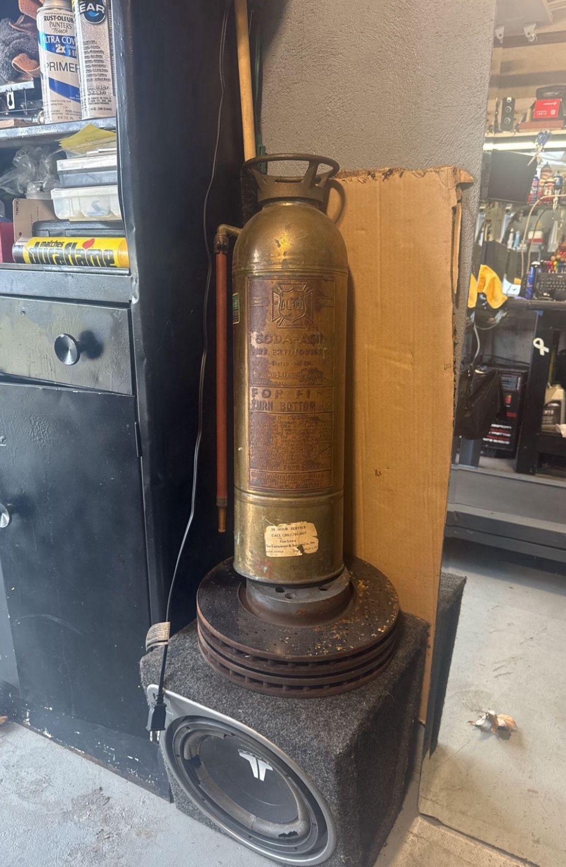 Antique copper fire extinguisher