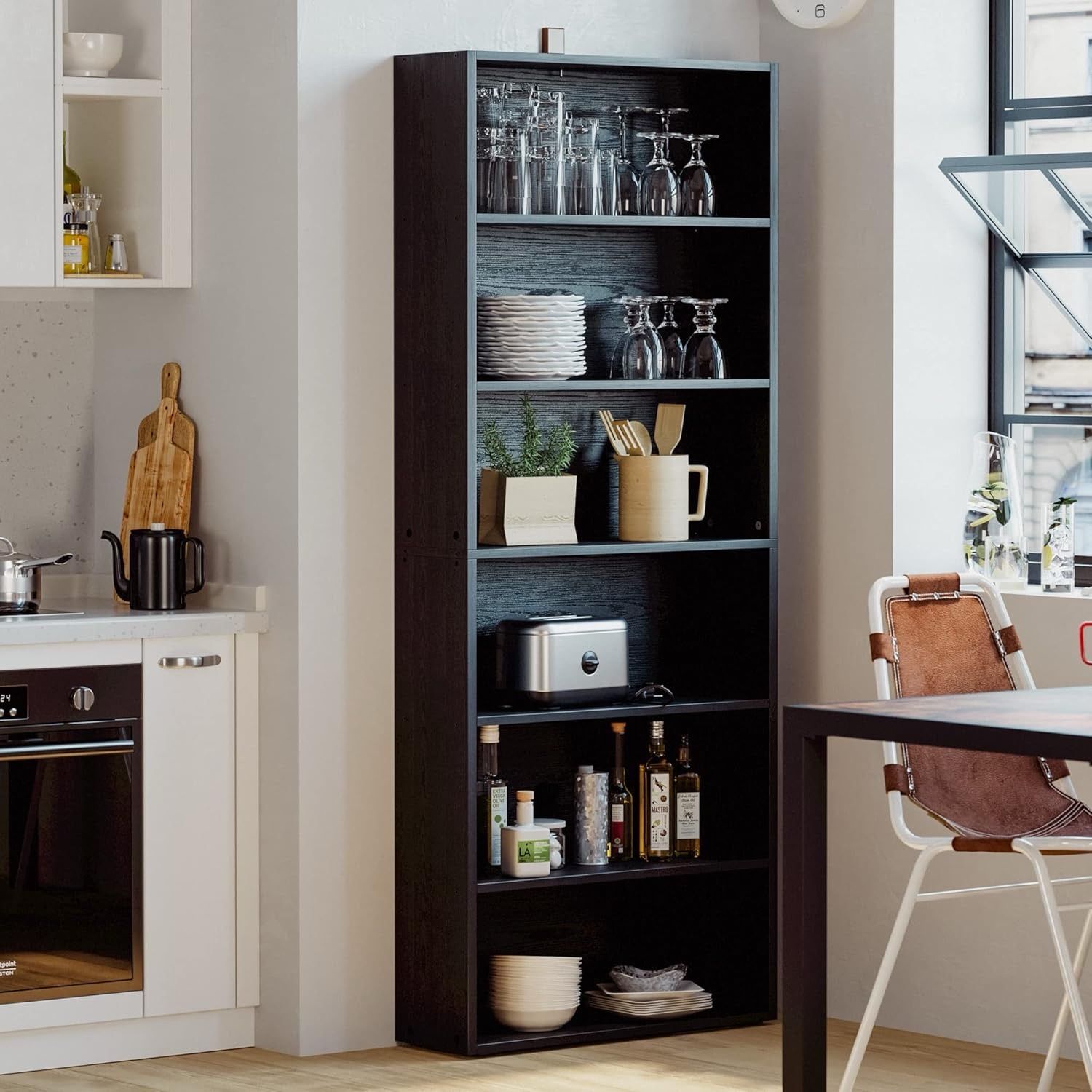 Bookshelves and Bookcases Floor Standing 6 Tiers Display Storage Shelves 70 in Tall Bookcase Home Decor Furniture for Home Office, Living R