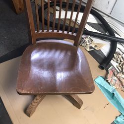 Old Wooden Desk Chair