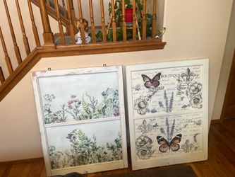 Botanical Butterfly Wall Art Panels Set of 2
