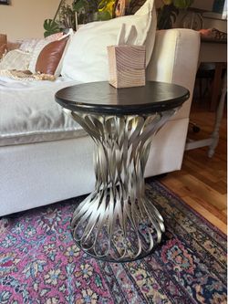 Cute Metal Ribbon Accent Side Table Hourglass