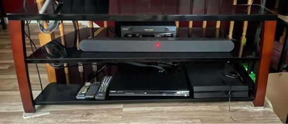 TV Stand / Entertainment Center – 3-Tier Glass Shelving