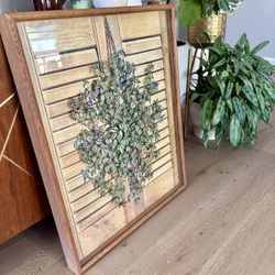Vintage Solid Oak Framed Hanging Plant 1976