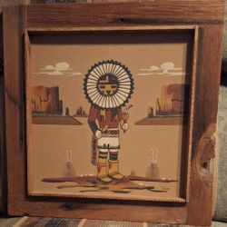 Vintage Daro Soue Sun Kachina Sand Painting-Signed Original 