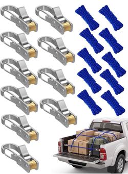 10 Pack Adjustable Paracord with Rope Roller, Heavy Duty Tightening Tool Rope Tensioner, Retractable Buckle Rope Tie Down for Camping Tent, Hammock, B