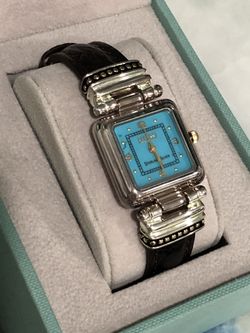 Vintage-Never Worn Ecclissi Sterling Silver Briwn Leather Watch