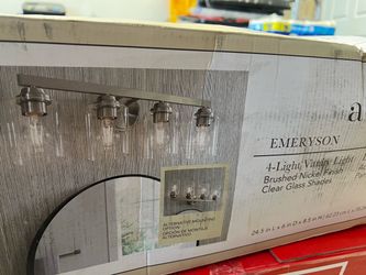Emeryson 24.5-in 4 Light Brushed Nickel Transitional Bathroom Vanity light Allen + Roth