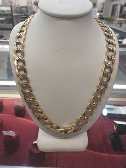 14k two-tone diamond cut necklace