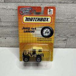 Vintage Matchbox Beige / Brown ‘1993 Jeep 4X4 Laredo • Die Cast Metal • Made in Thailand   