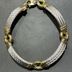 14KT Yellow Gold And Stainless Steel Bracelet