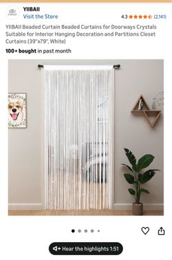 2 PANELS WHITE SILKY BEAD CURTAINS