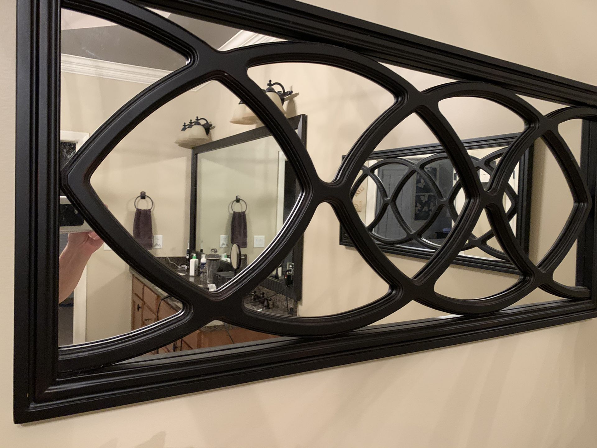 Two Decorative Wall mirrors- brown frame
