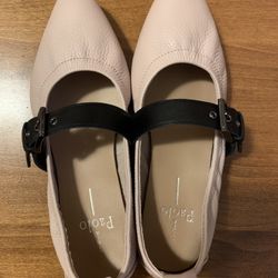 Linea Palio Blush and Black Leather Ballet Flats Size 6.5