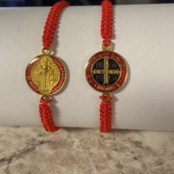 01 piece Saint Benedict bracelet medal red roja San Benito pulsera
