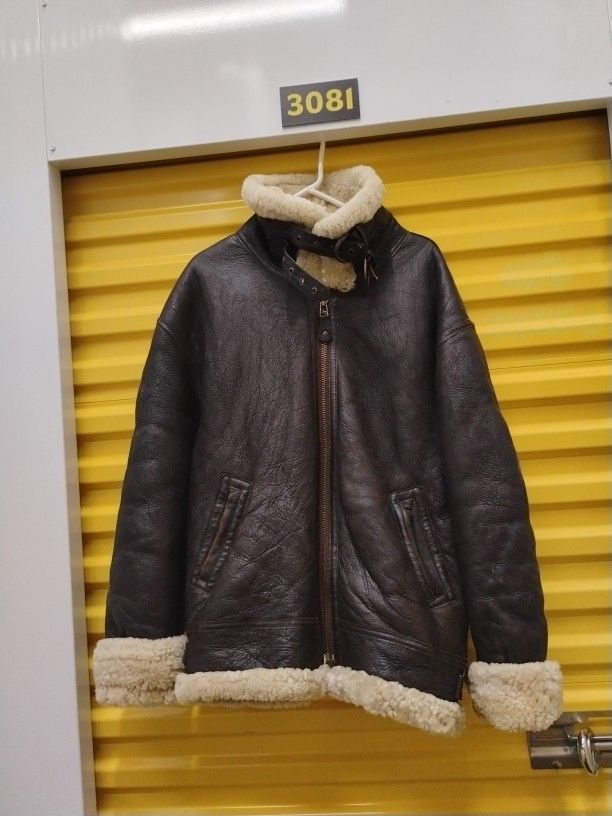 Shearling Leather Bomber Jacket