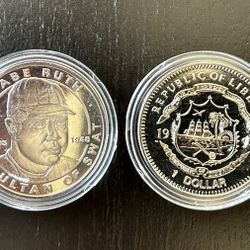 Babe Ruth Commemorative Silver Medallion 