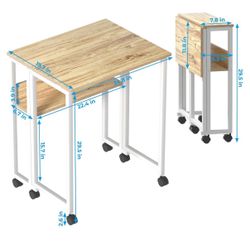 Folding Small  Desk with Storage - Fully Assembled