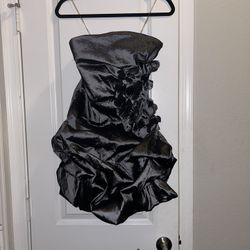 Charcoal Silver Formal Mini Dress 