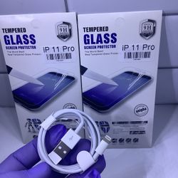 iPhone 11 Pro Tempered Glass (2 ) 1x iPhone Cable 