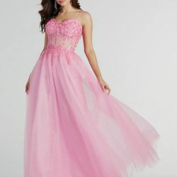 Windsor Margo Corset Floral Applique A-Line Pink Ball Gown